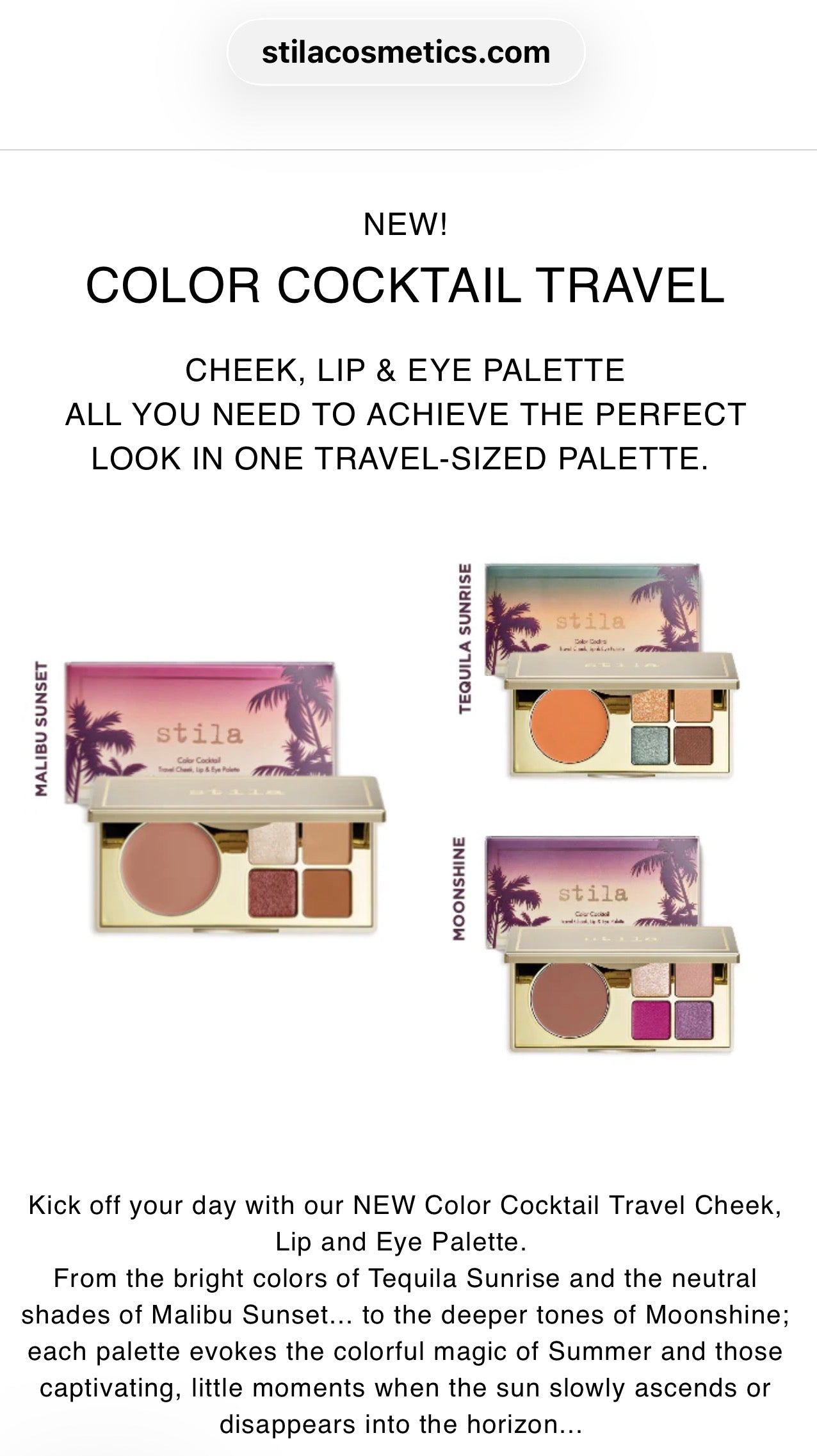 Stila tequila Cocktail Cheek Lip and Eye Palette